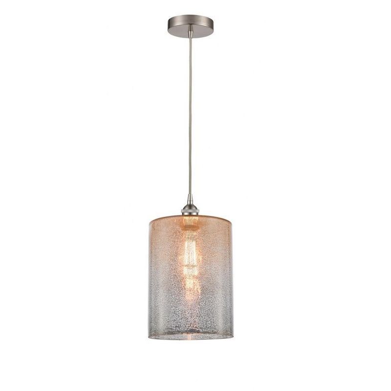 Cobbleskill Brushed Satin Nickel Mini Pendant with Mercury Glass Shade