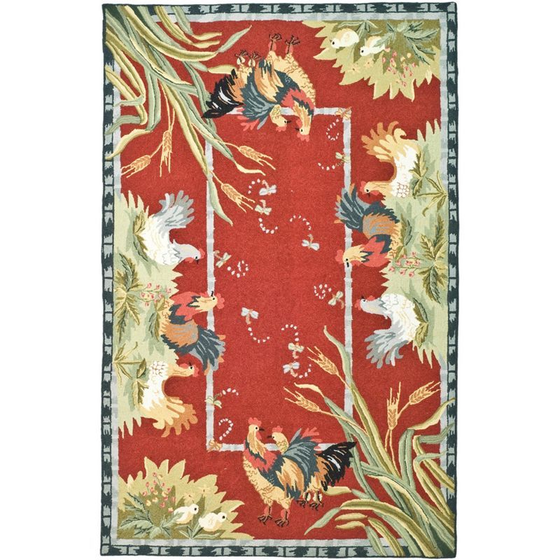 Chelsea Hand-Hooked Red Wool Rooster Area Rug