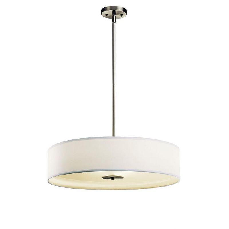 24" Brushed Nickel Drum Ceiling Light with White Shade