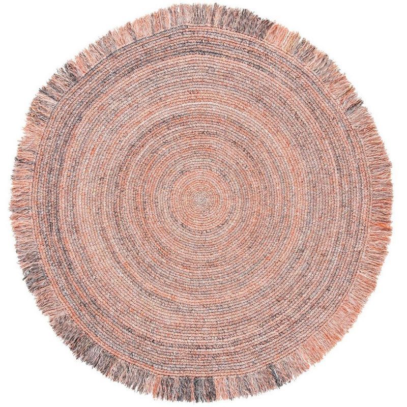 47" Gray Round Handmade Braided Synthetic Rug