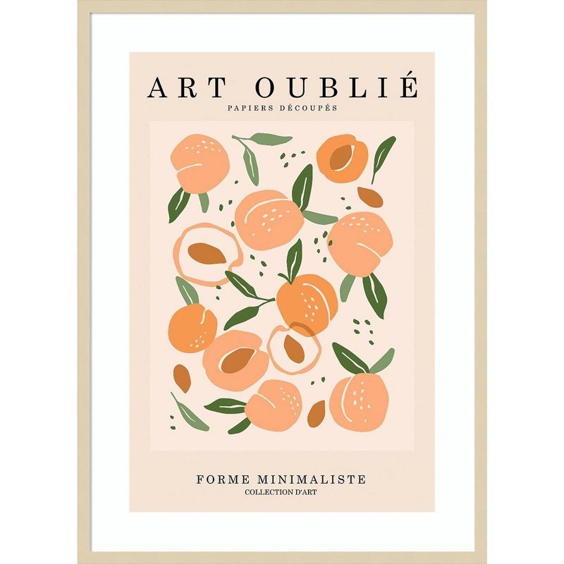 Peachy Botanical Minimalist 30"x41" Wood Framed Wall Art