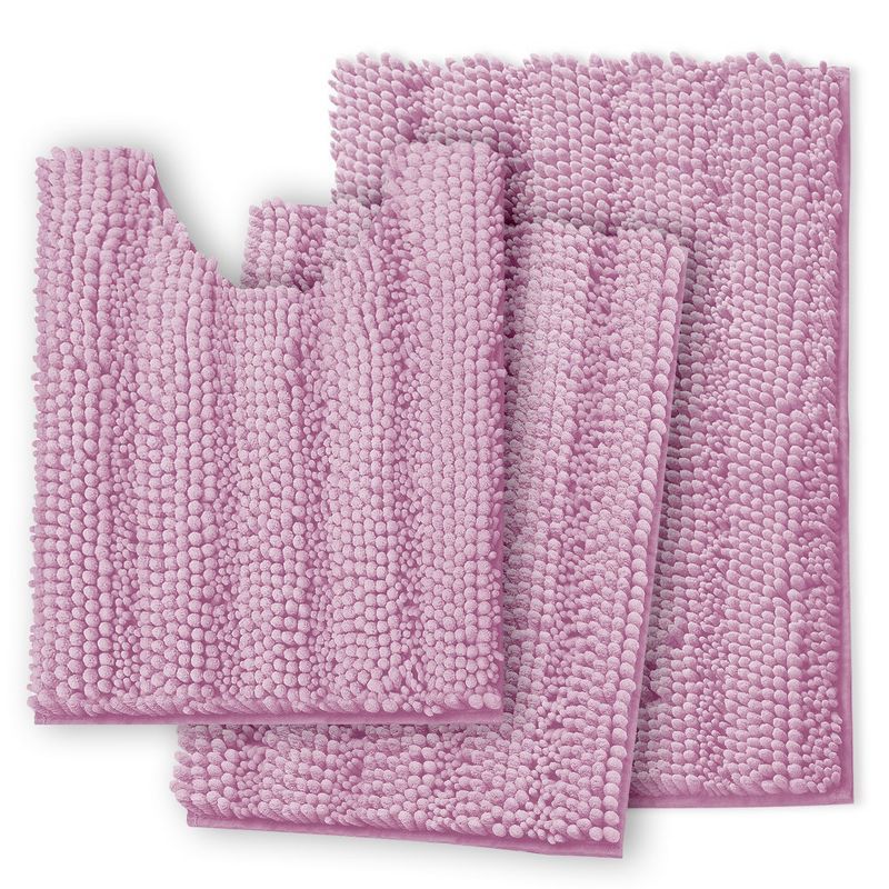 Lilac Ultra Soft Chenille 3-Piece Bathroom Rug Set