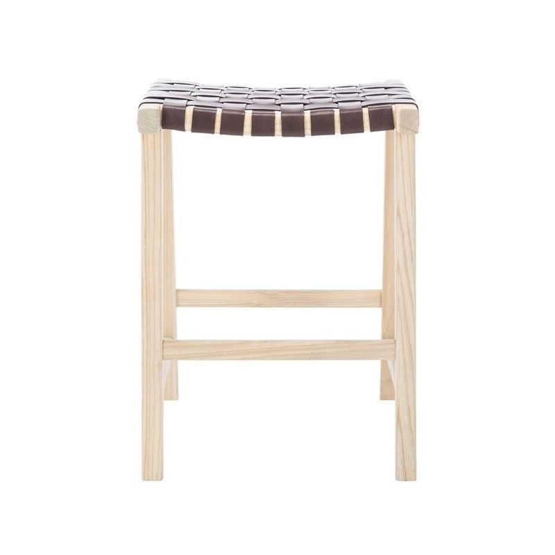 Abreu Airy Contemporary Cognac Leather Counter Stool