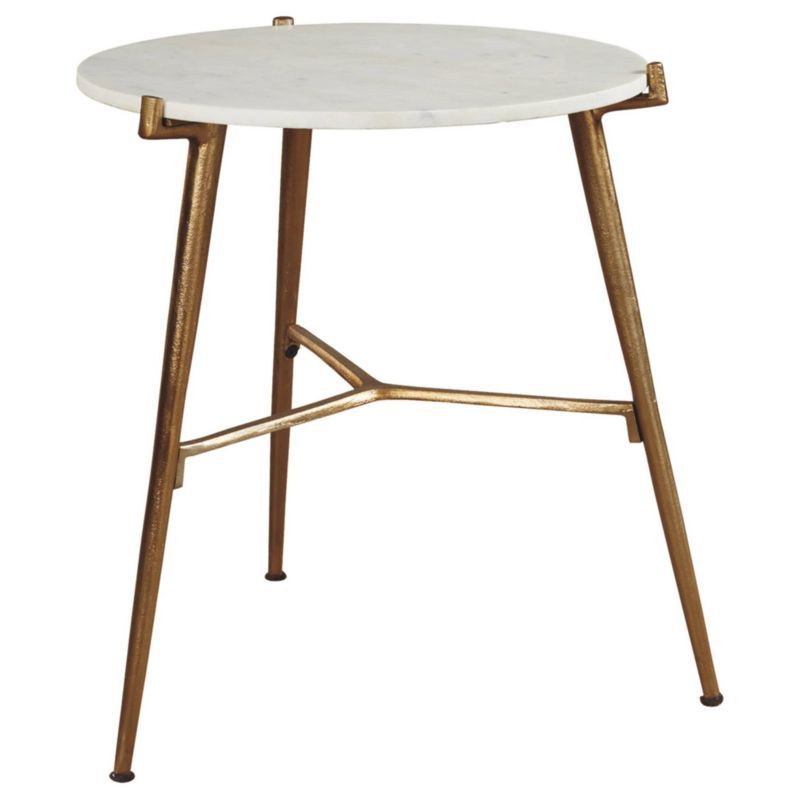 Chadton 19" Round White Marble and Gold Metal Accent Table