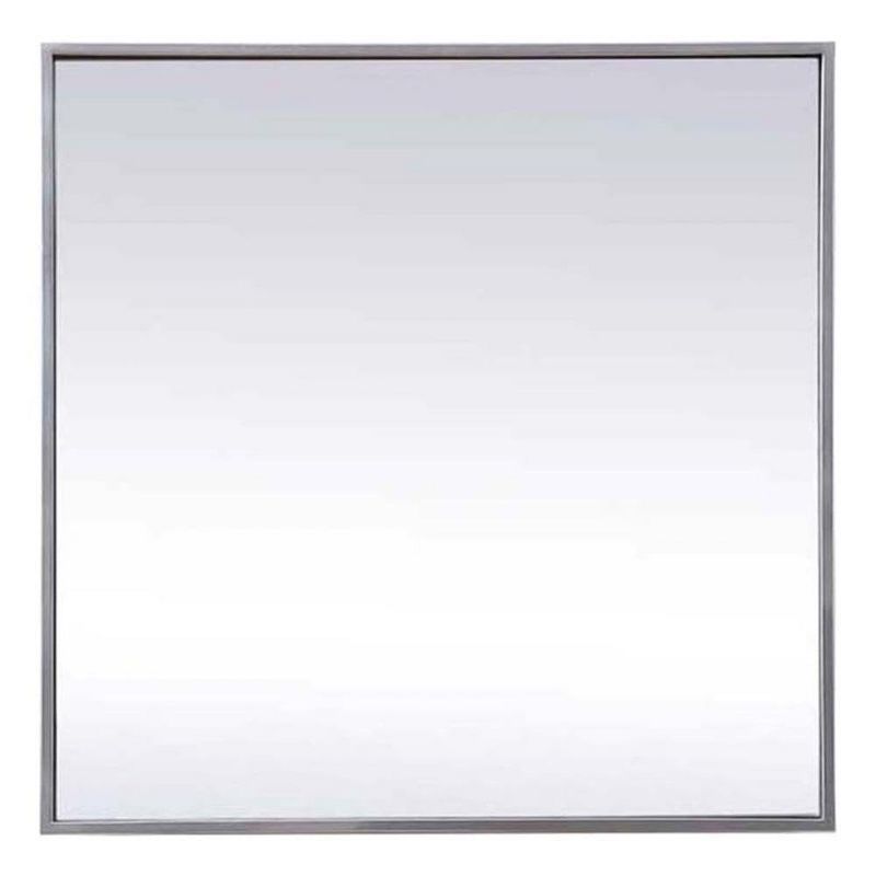 Modern Silver Metal Frame Square Bathroom Mirror 24 inch