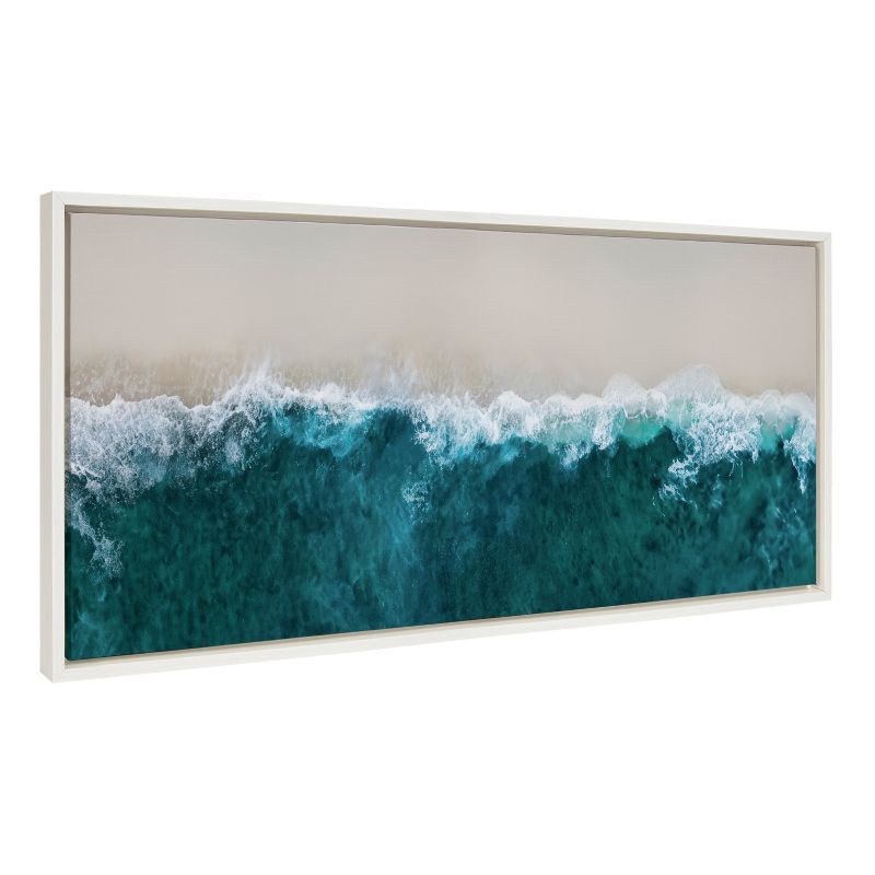 Sylvie 18" x 40" White Framed Canvas Ocean Print