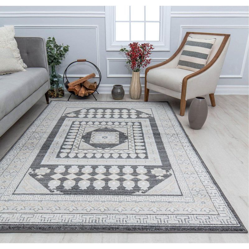 Palace Pearl 24'' Blue Synthetic Stain-Resistant Area Rug