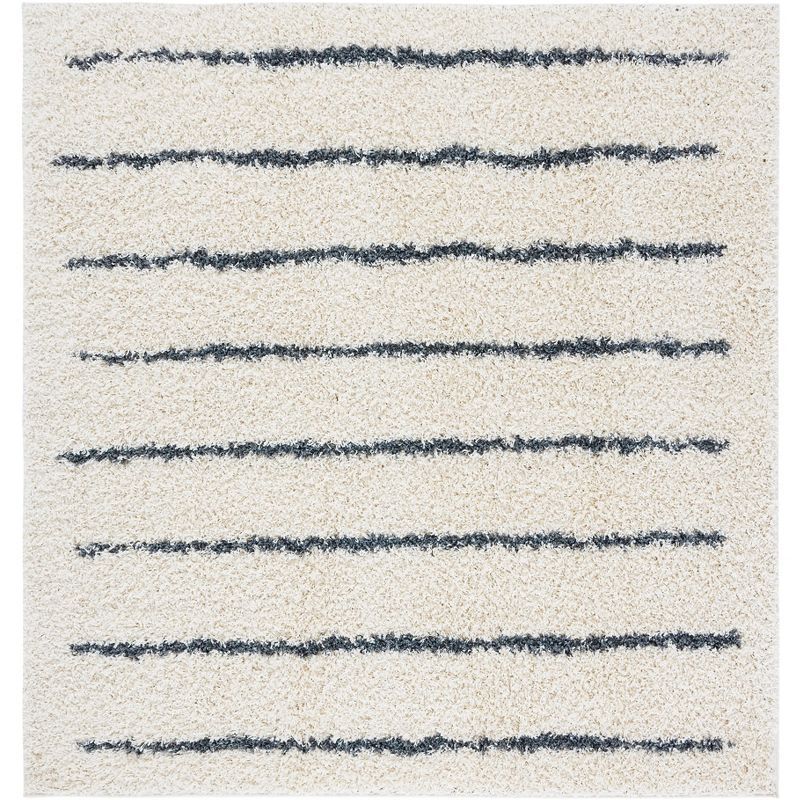 Ivory Square Hand-Knotted Easy-Care Shag Rug