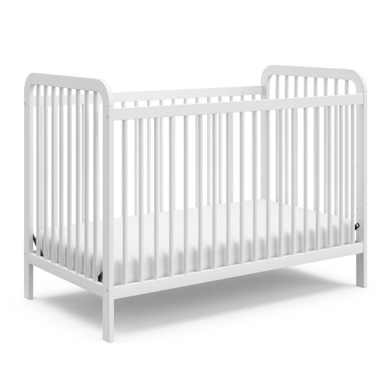 White Pine Wood 3-in-1 Convertible Crib with Adjustable Height