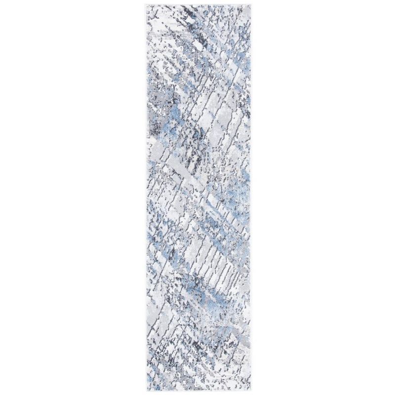 Amelia Ivory and Gray Abstract Synthetic Runner Rug