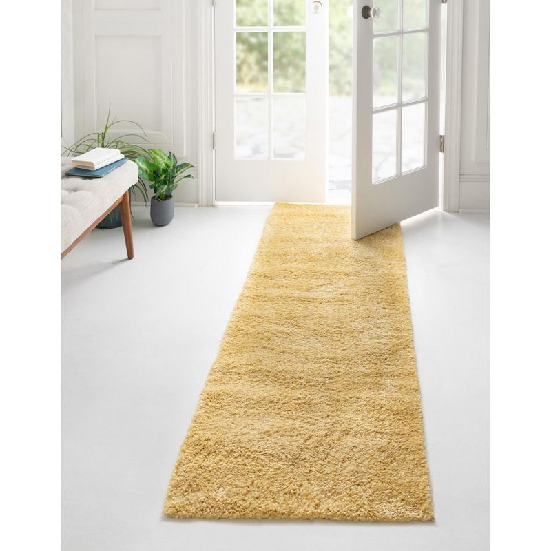 Yellow Shag Synthetic Indoor Runner Rug