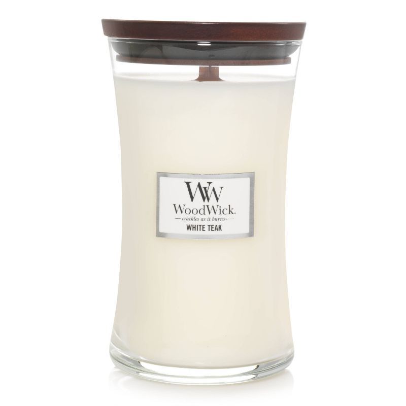 Large White Teak Soy Scented Jar Candle