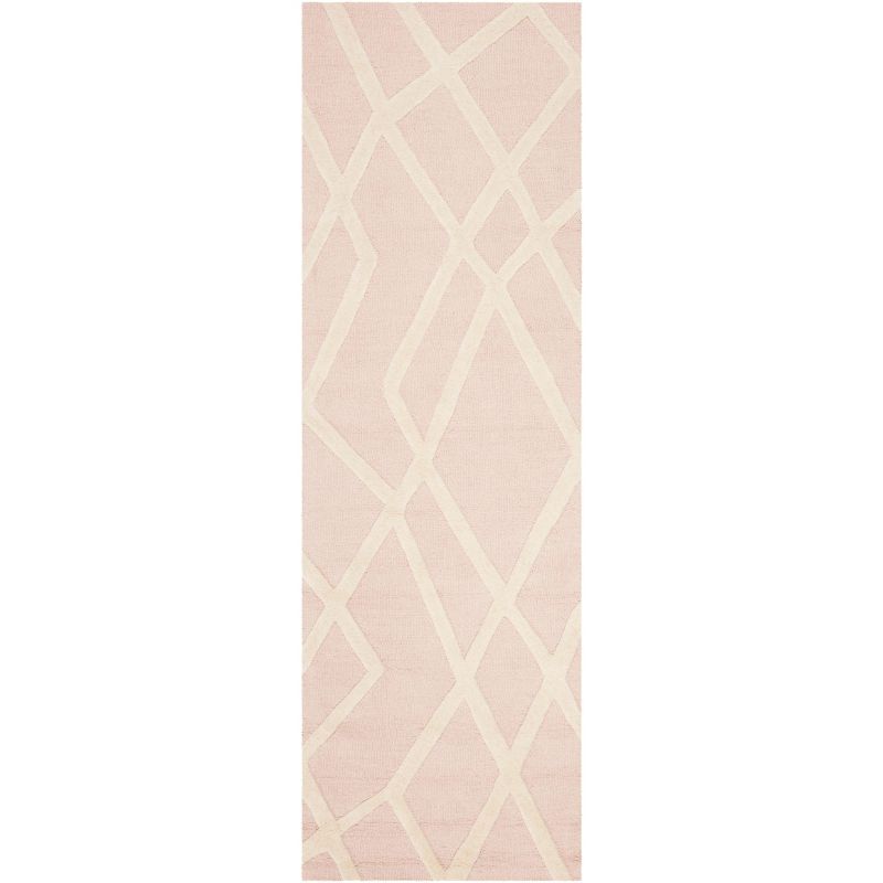 Ivory and Pink Hand-Tufted Wool Kids Runner Rug