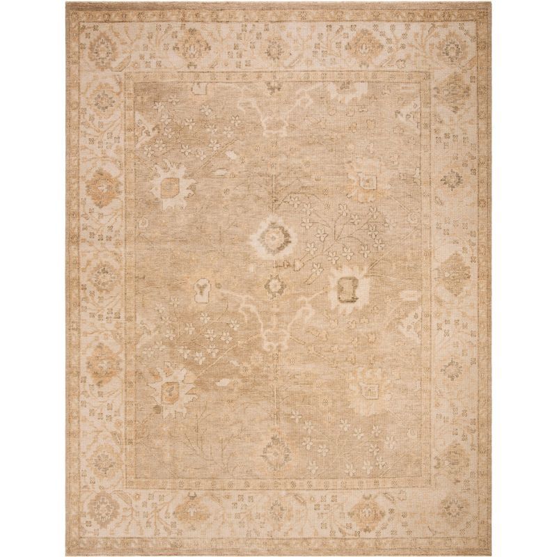 Ivory and Beige Hand-Knotted Wool Area Rug 8' x 10'