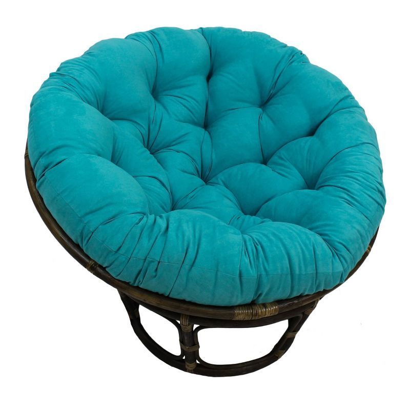 42" Aqua Blue Rattan Papasan Chair with Microfiber Cushion