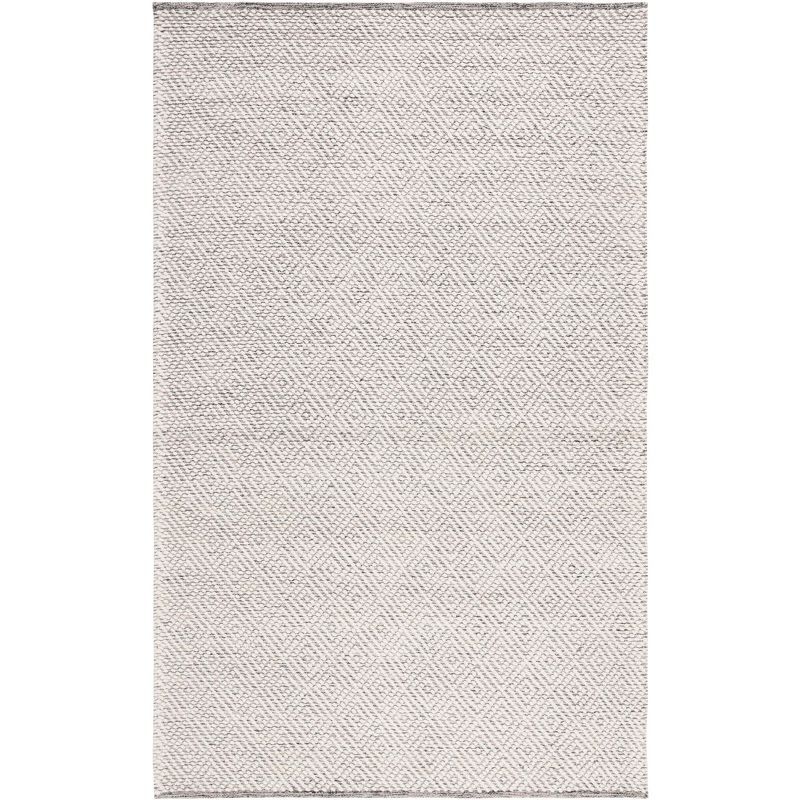 Ivory and Light Grey Hand-Tufted Wool Area Rug 8' x 10'