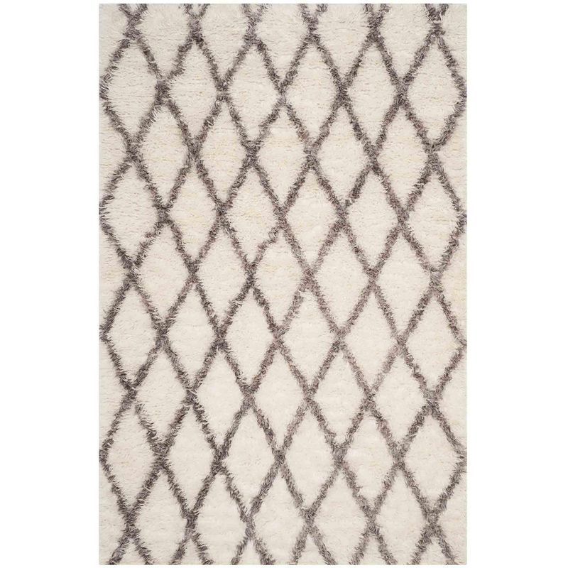 Ivory and Grey Hand-Knotted Wool 6' x 9' Area Rug