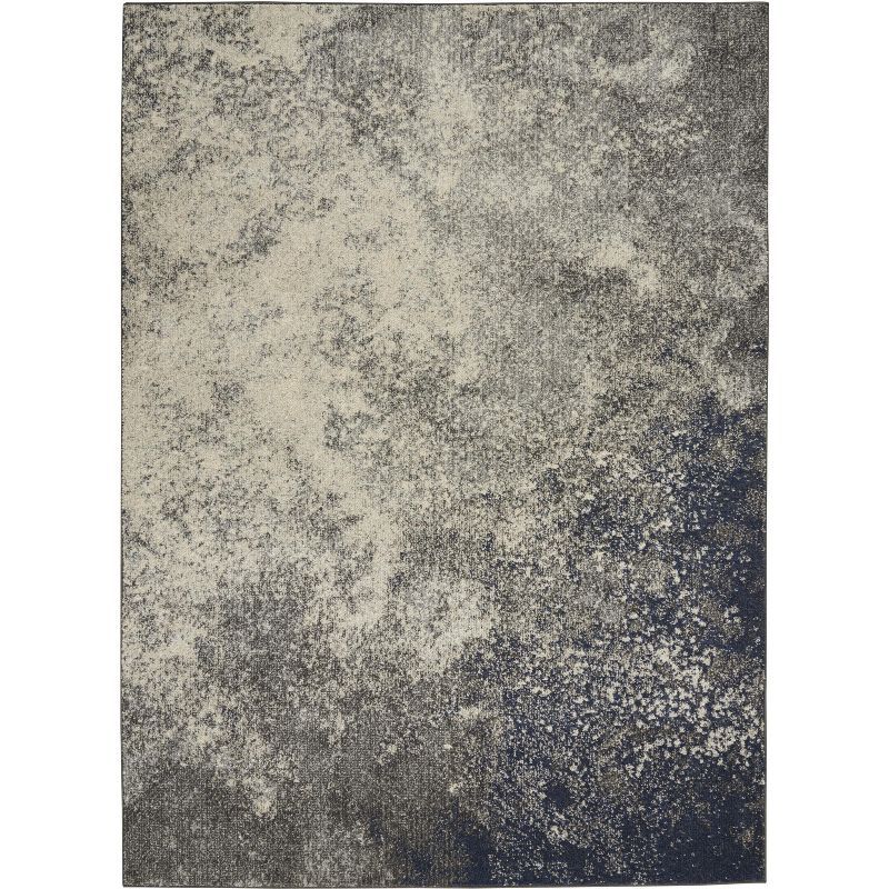 Charcoal Ivory Abstract Synthetic 45x69 Medium Area Rug