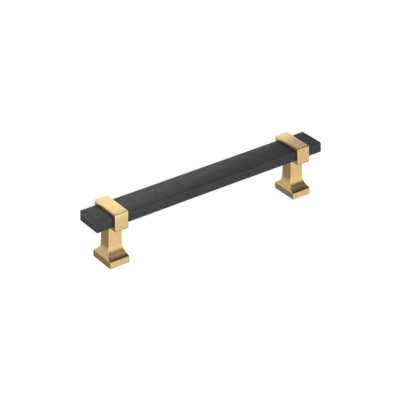 Overton 5-1/16 inch Brushed Matte Black and Champagne Bronze Cabinet Pull