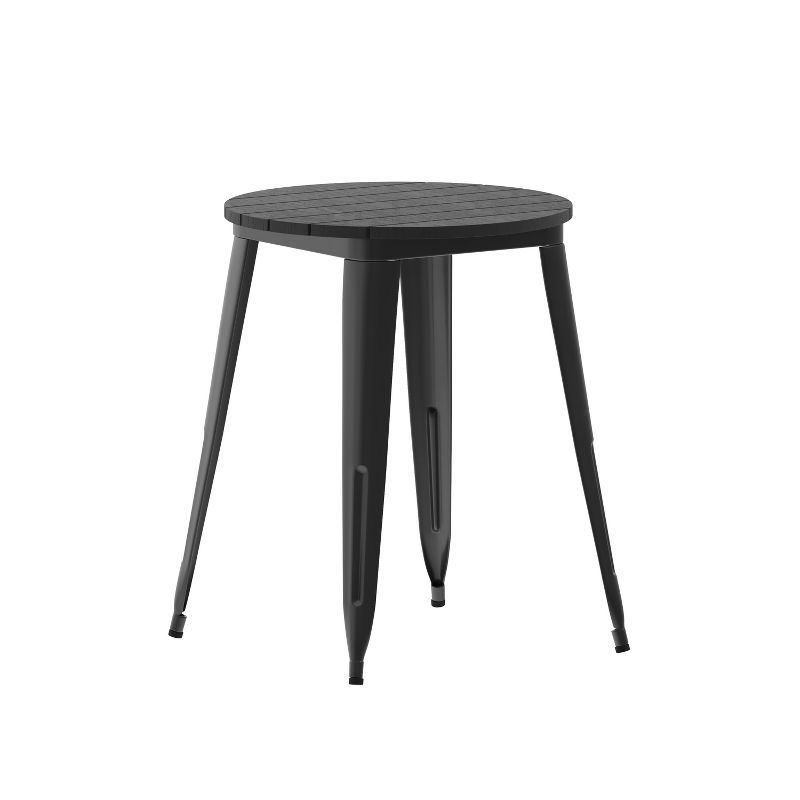 Black Round Poly Resin and Steel Indoor/Outdoor Dining Table