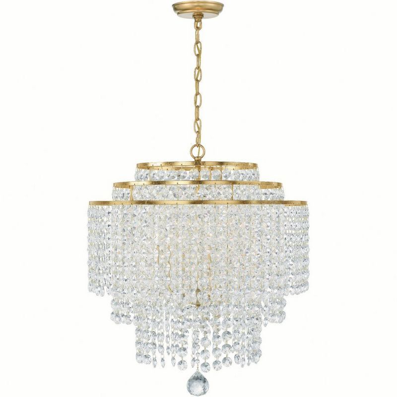 Gabrielle Antique Gold 6-Light Crystal Chandelier