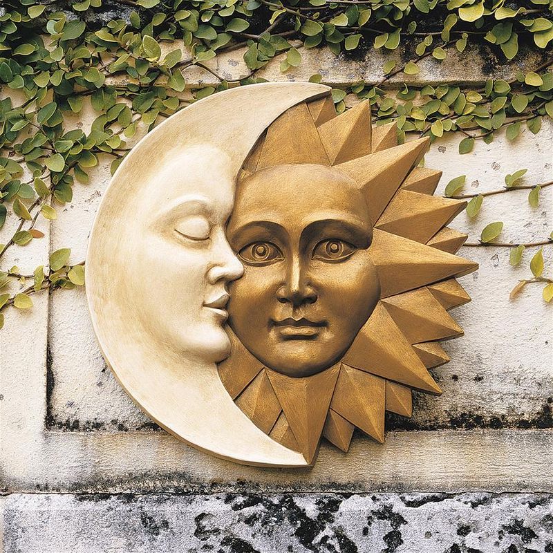 Celestial Harmony Faux Gold and Ivory Sun and Moon Wall Sculpture