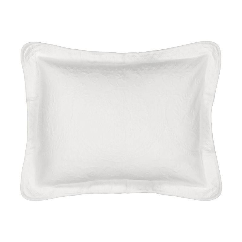 King White Cotton Matelasse Sham with Decorative Flange