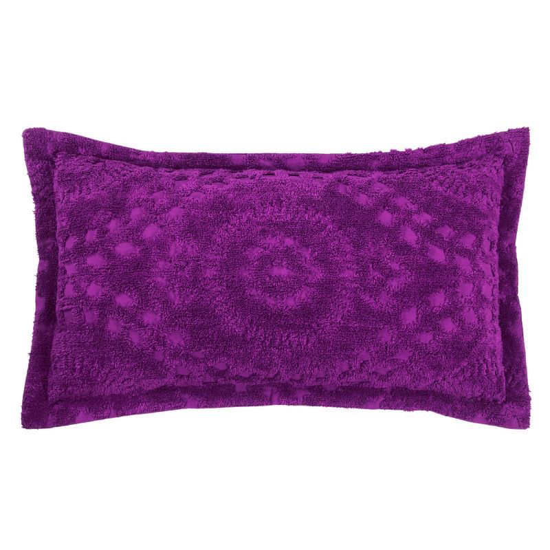 Plum Cotton Tufted Floral King Pillow Sham