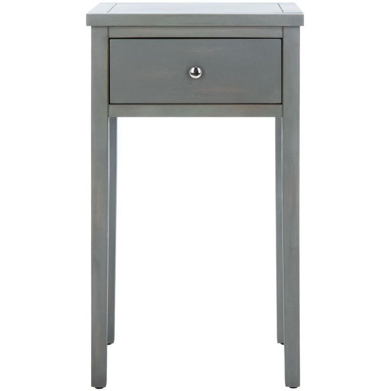 Ash Grey Elm Wood Nightstand with Drawer