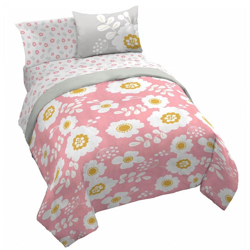 Pink Organic Cotton Floral Full Duvet Set