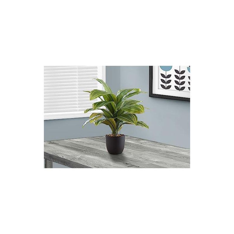 17" Tall Green Dracaena Faux Plant in Black Pot