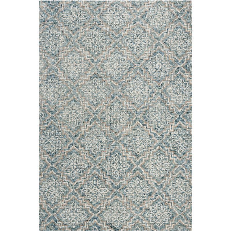 Handmade Blue Abstract Tufted Wool 6' x 9' Area Rug