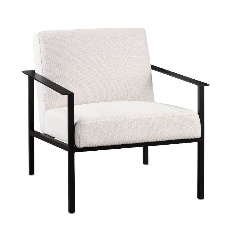 Milano Oatmeal White Metal Frame Accent Chair