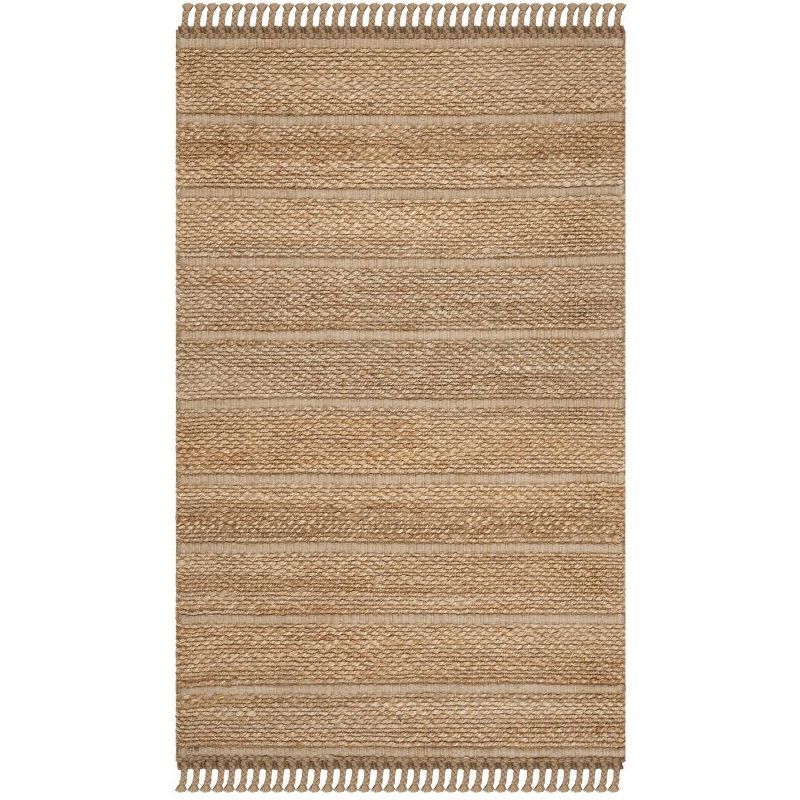 Natural Light Grey Handwoven Wool and Cotton Area Rug