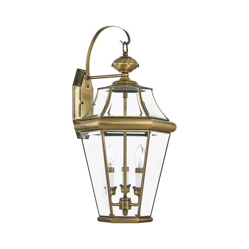 Antique Brass 24" Outdoor Wall Lantern with Clear Glass