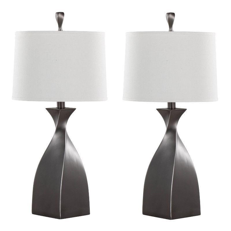 Curvo 30" Table Lamps Set with White Linen Shade