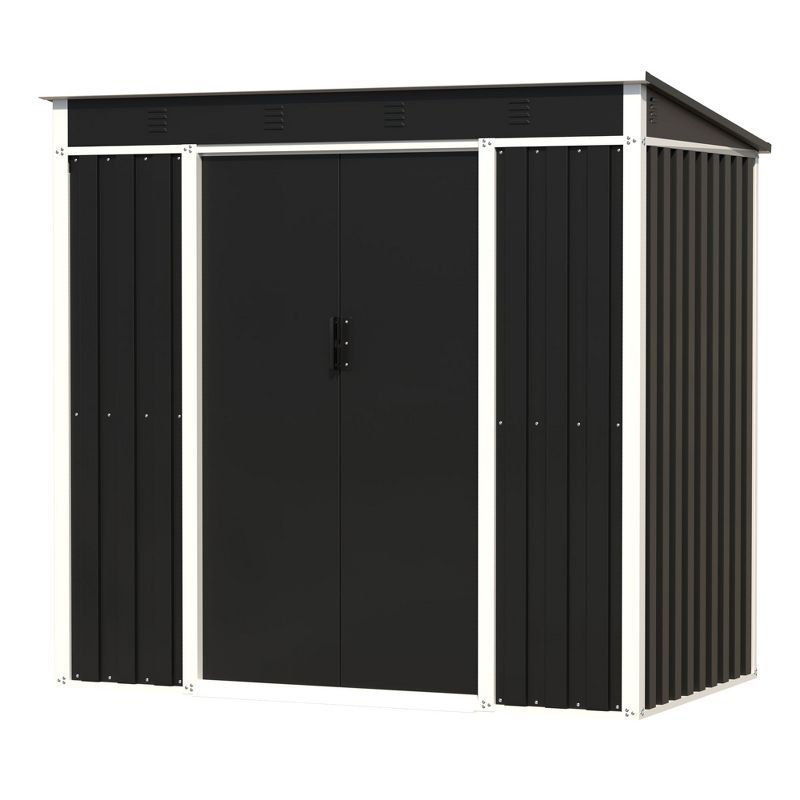 Black Metal 6' x 3' Outdoor Utility Storage Shed with Sloped Roof