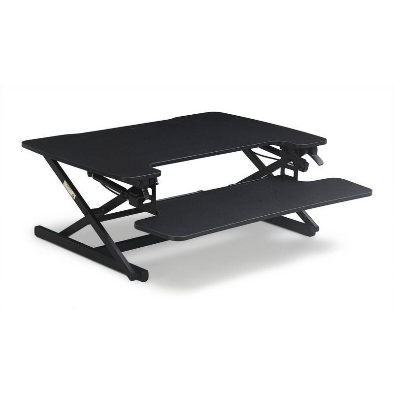 Large Black Adjustable Standing Desk Converter with Keyboard Tray