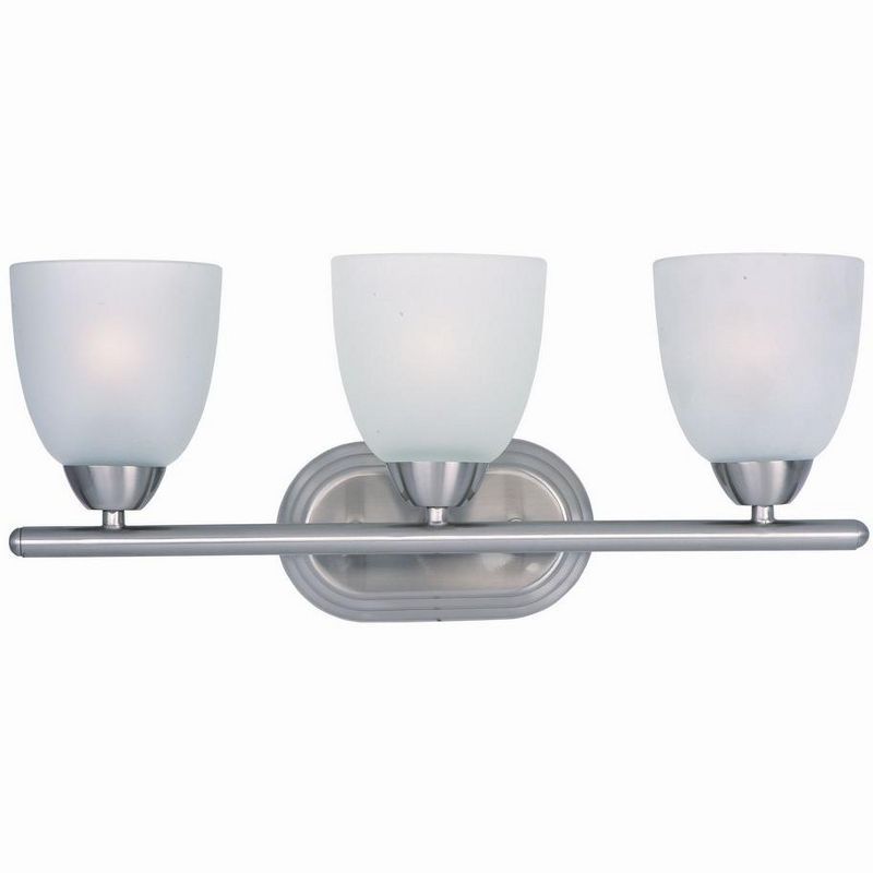 Satin Nickel 3-Light Outdoor Dimmable Vanity Fixture