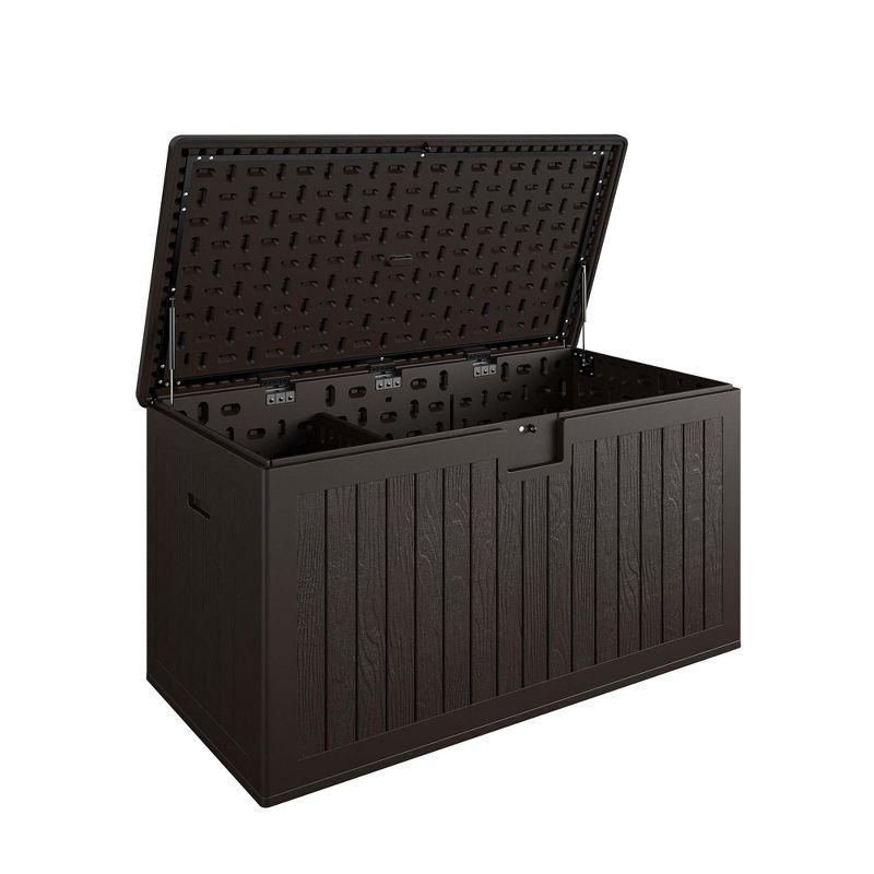 COSCO Dark Brown Lockable Resin Deck Box with Storage Divider