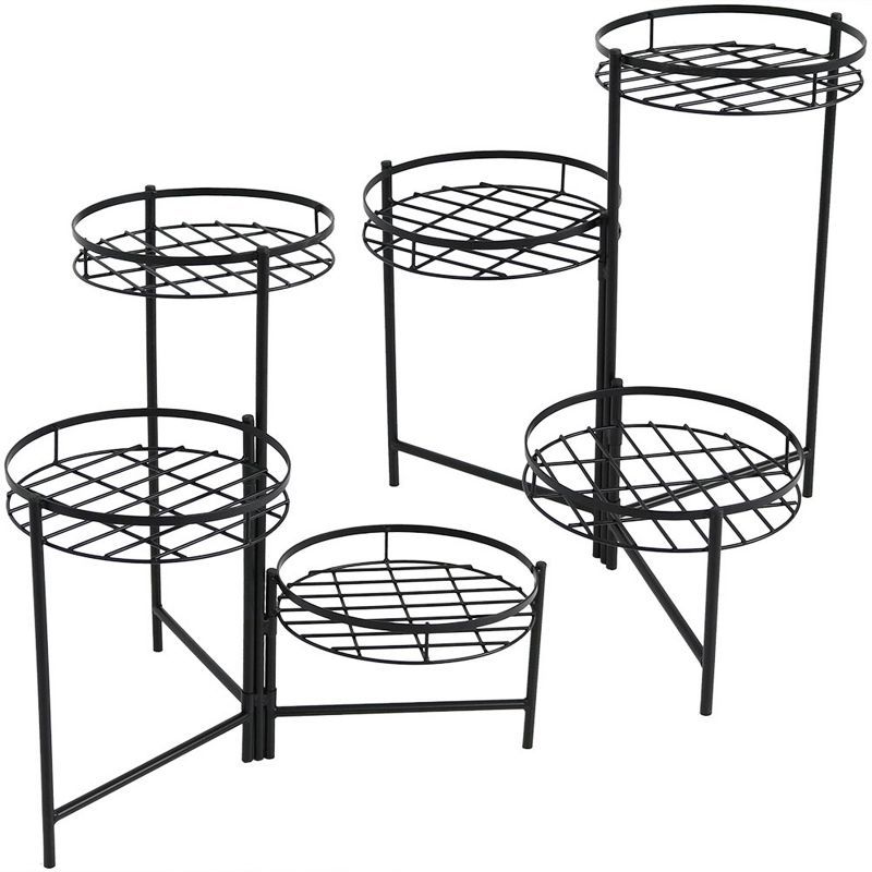 Black Iron 3-Tiered Indoor/Outdoor Plant Stand Set