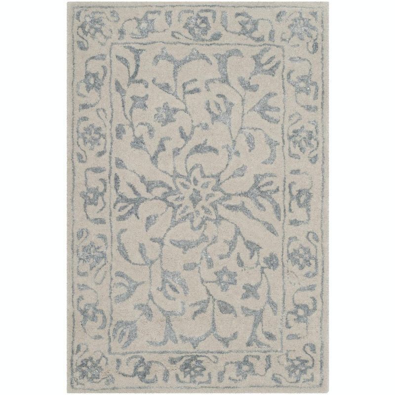 Ivory Elegance 24" Hand-Tufted Wool and Viscose Blend Area Rug