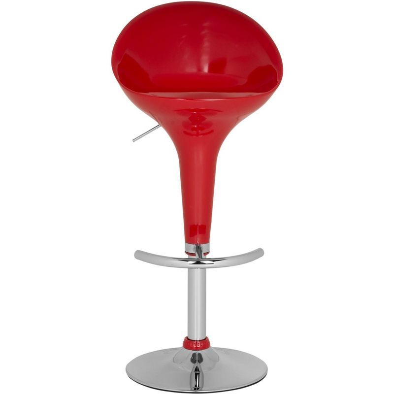 Zorab Red Adjustable Swivel Bar Stool with Chrome Base