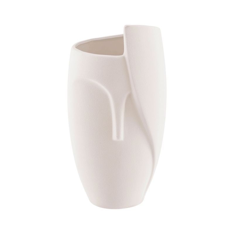 Cream Abstract Face Matte Ceramic Sculptural Planter Vase