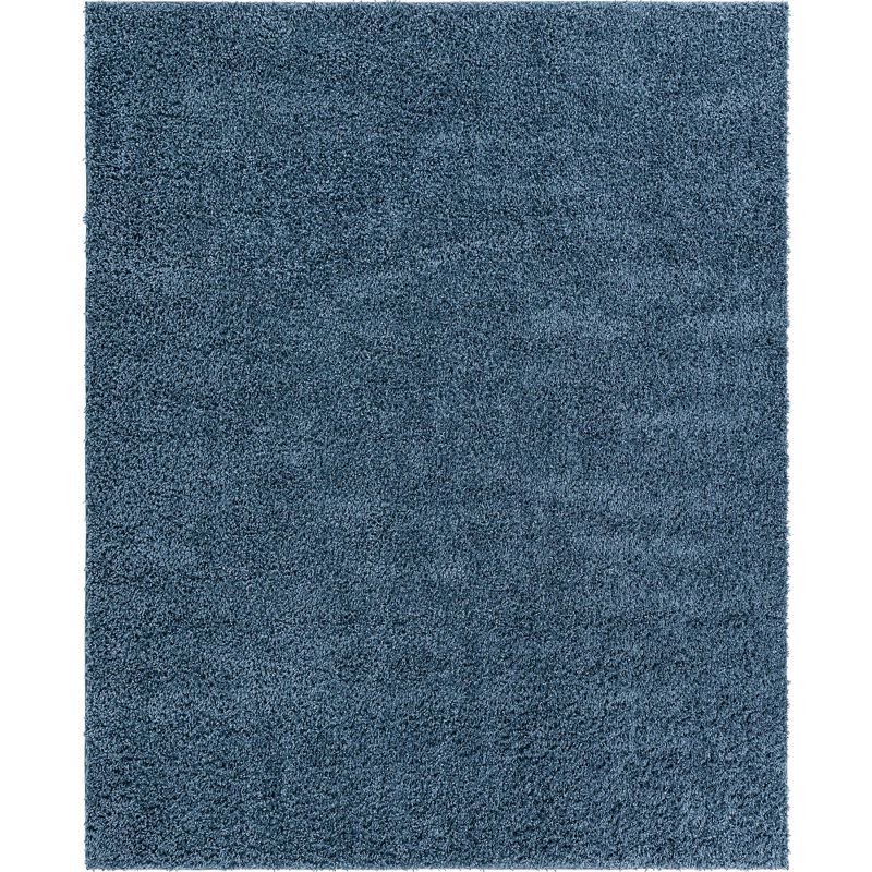 Marine Blue Braided Shag 8' x 10' Synthetic Area Rug