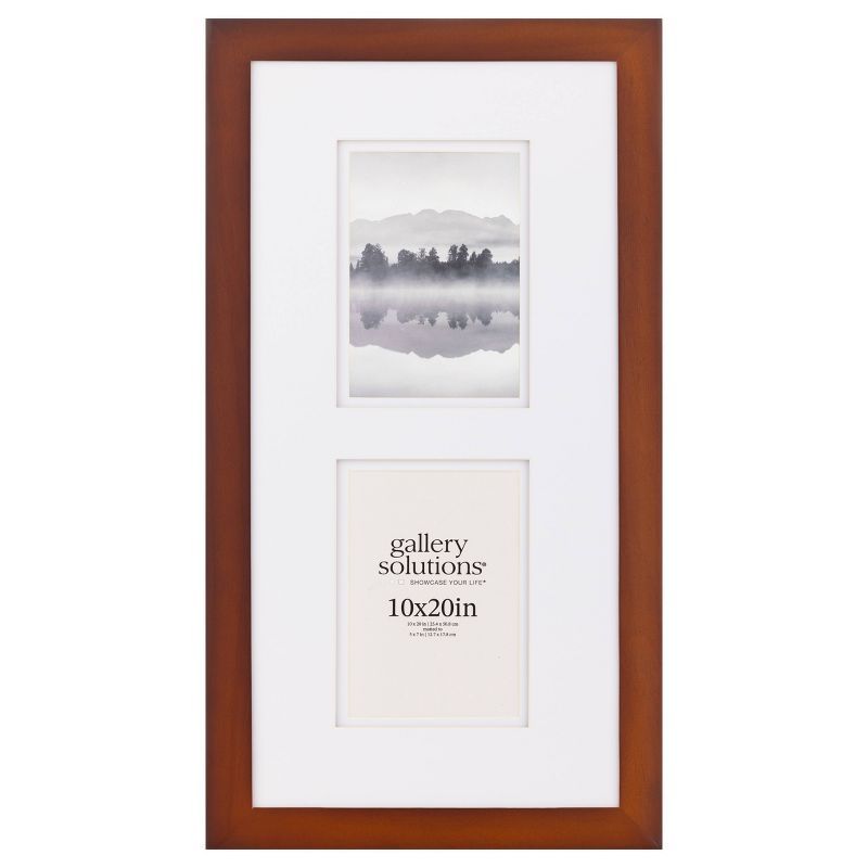 10x20 Walnut Wood Picture Frame with Double White Mat