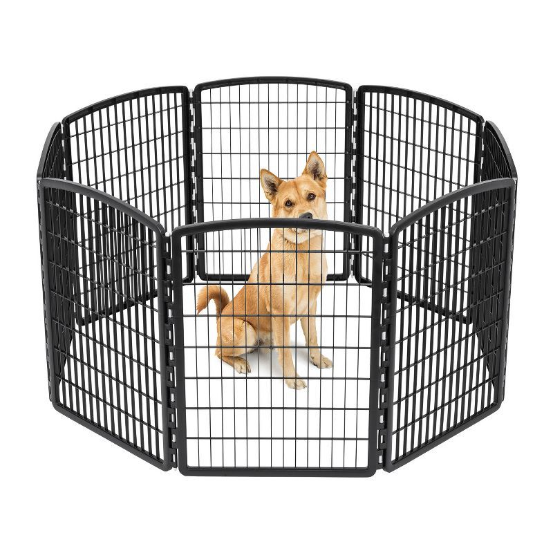 Black 8-Panel Plastic Pet Playpen for Indoor/Outdoor Use