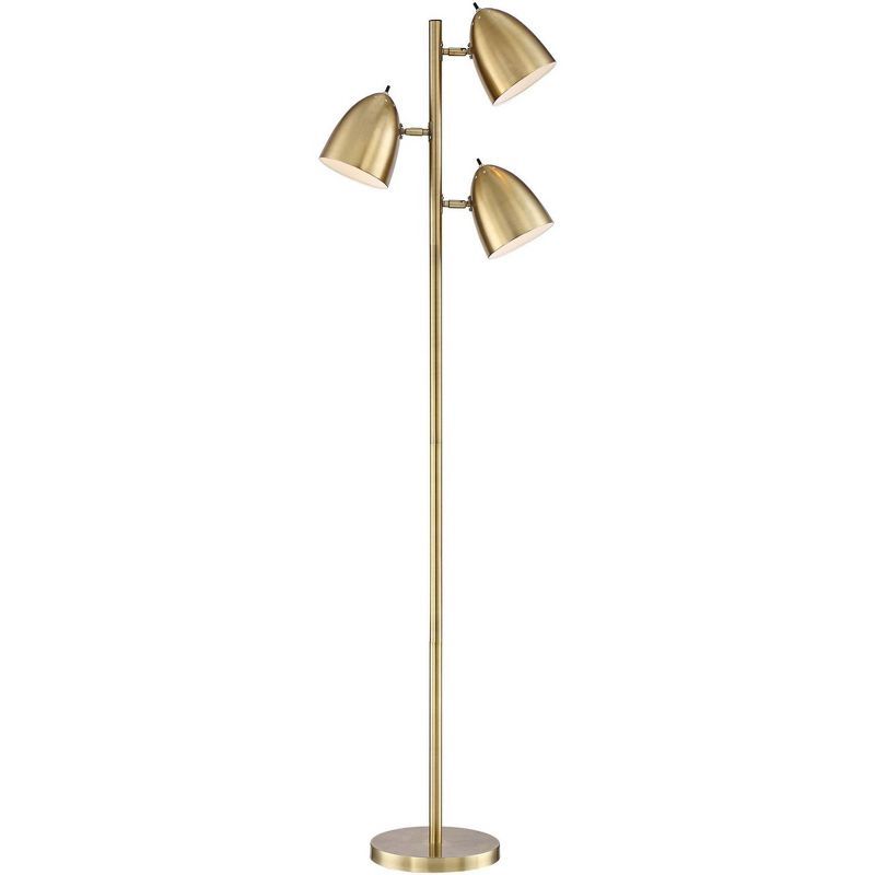 Aaron Mid-Century Modern Adjustable Black and Brass Floor Lamp