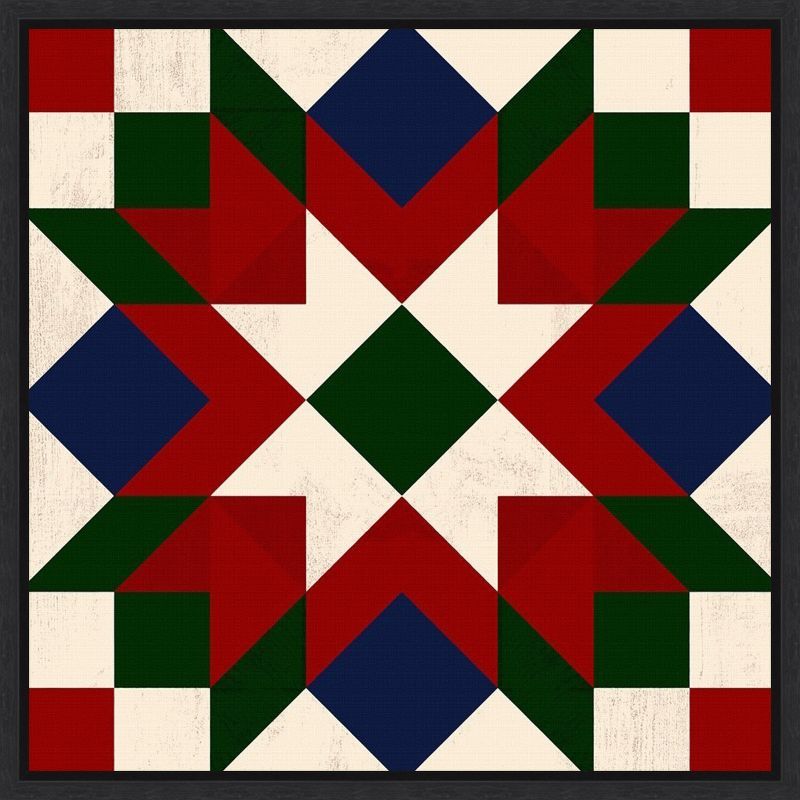 Christmas Barn Quilt IV Red Green and White Canvas Print