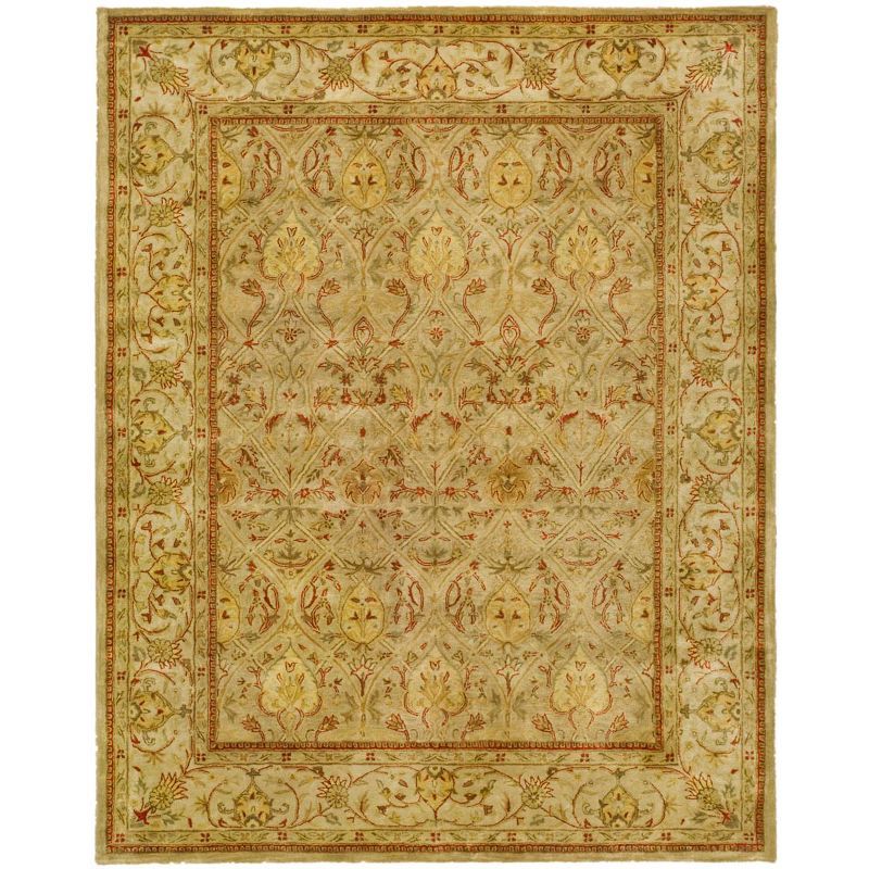 Hand-Tufted Beige and Moss Wool Persian Area Rug